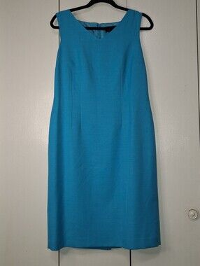 Black Label By Evan-Picone Blue V-Neck Sheath Career Dress Sz 10 Medium